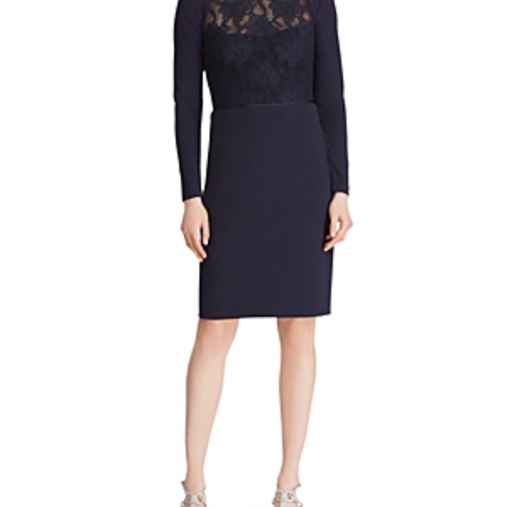 NWT Lauren by RL size 4 long sleeve Navy dress